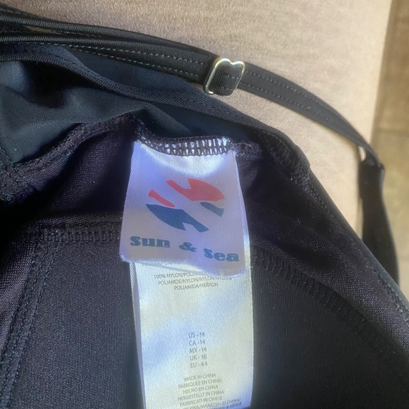 Black 1 Piece Swimsuit w/ Built in Skirt Size 14 - Picture 11 of 13